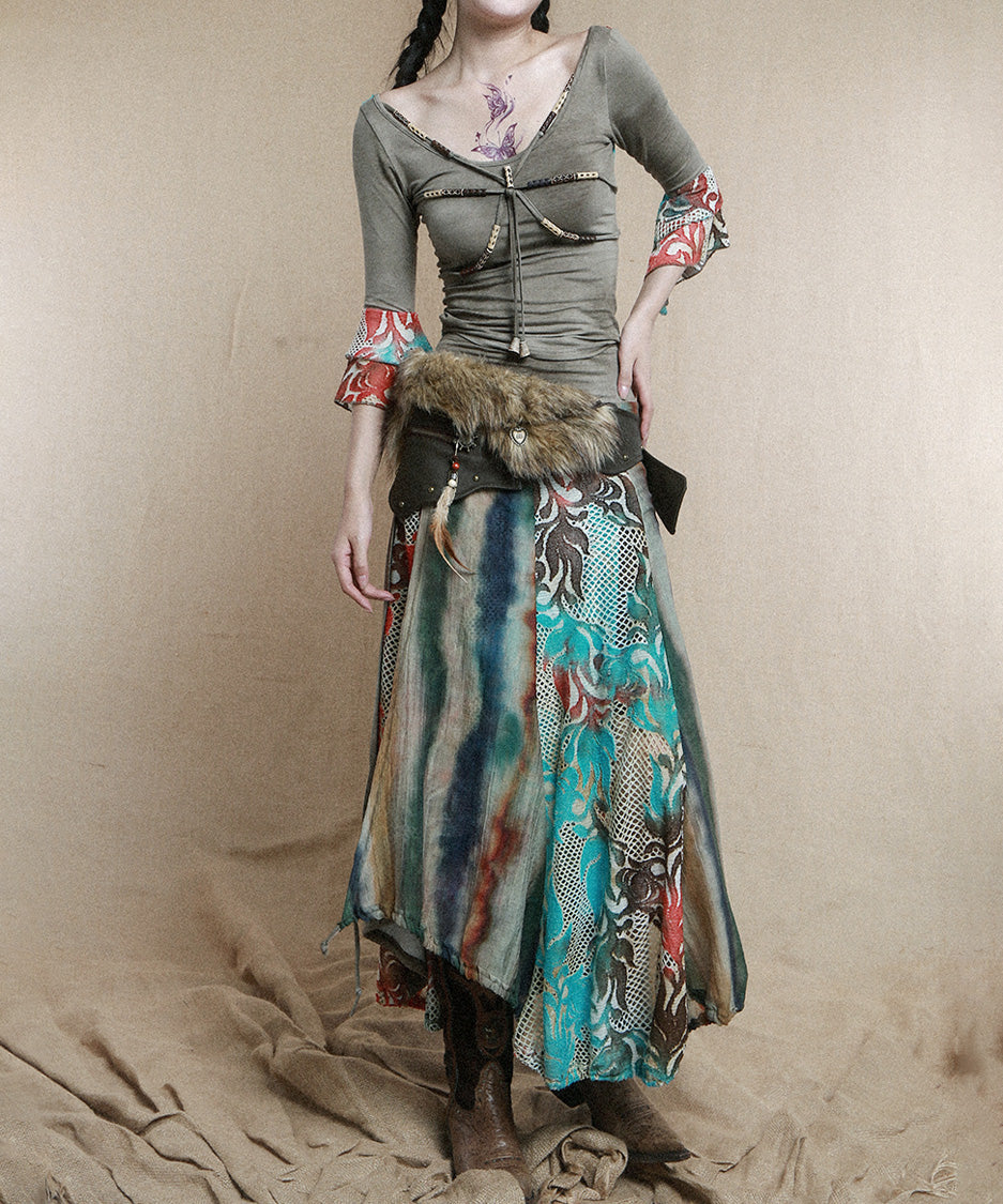 Multi Panel Flare Skirt