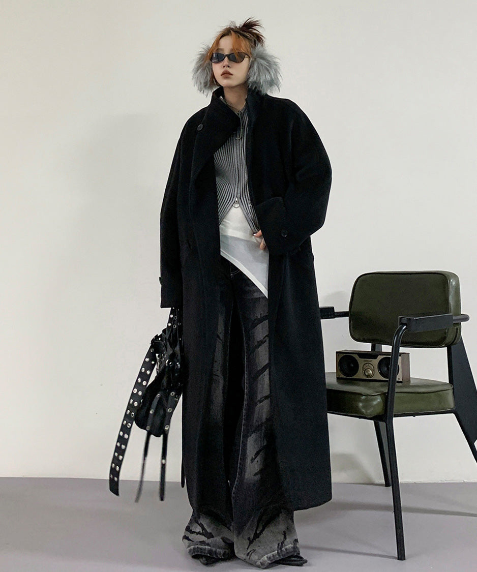 Long Soft Collarless Coat