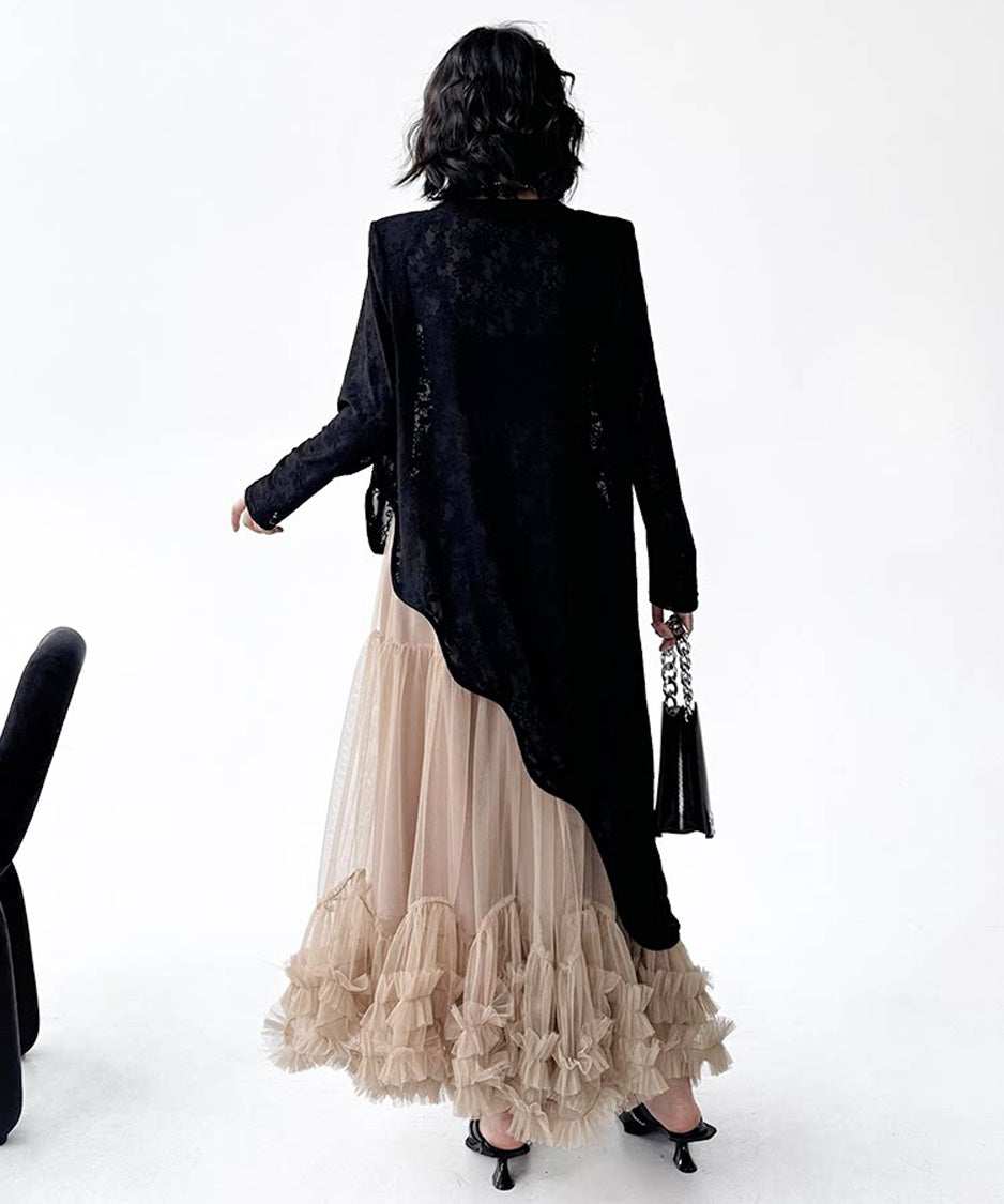 Volume Tiered Tulle Maxi Skirt
