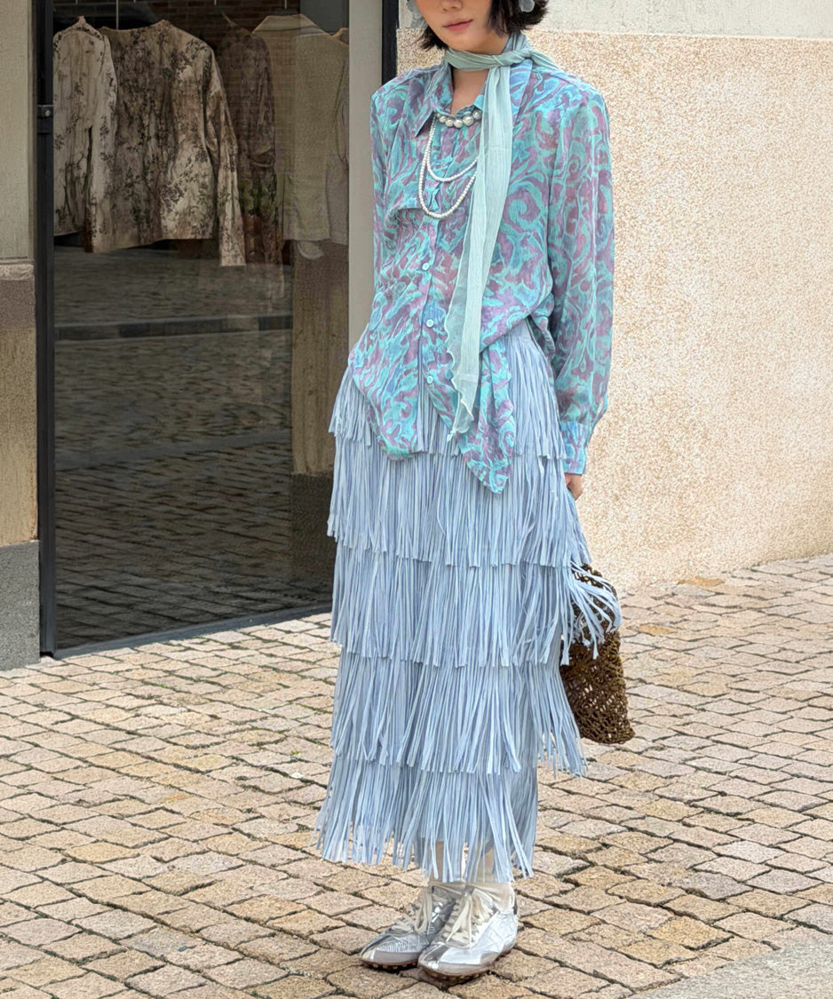 Veil Tie Print Blouse