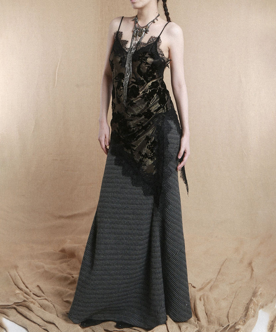 Rib Drape Flare Skirt