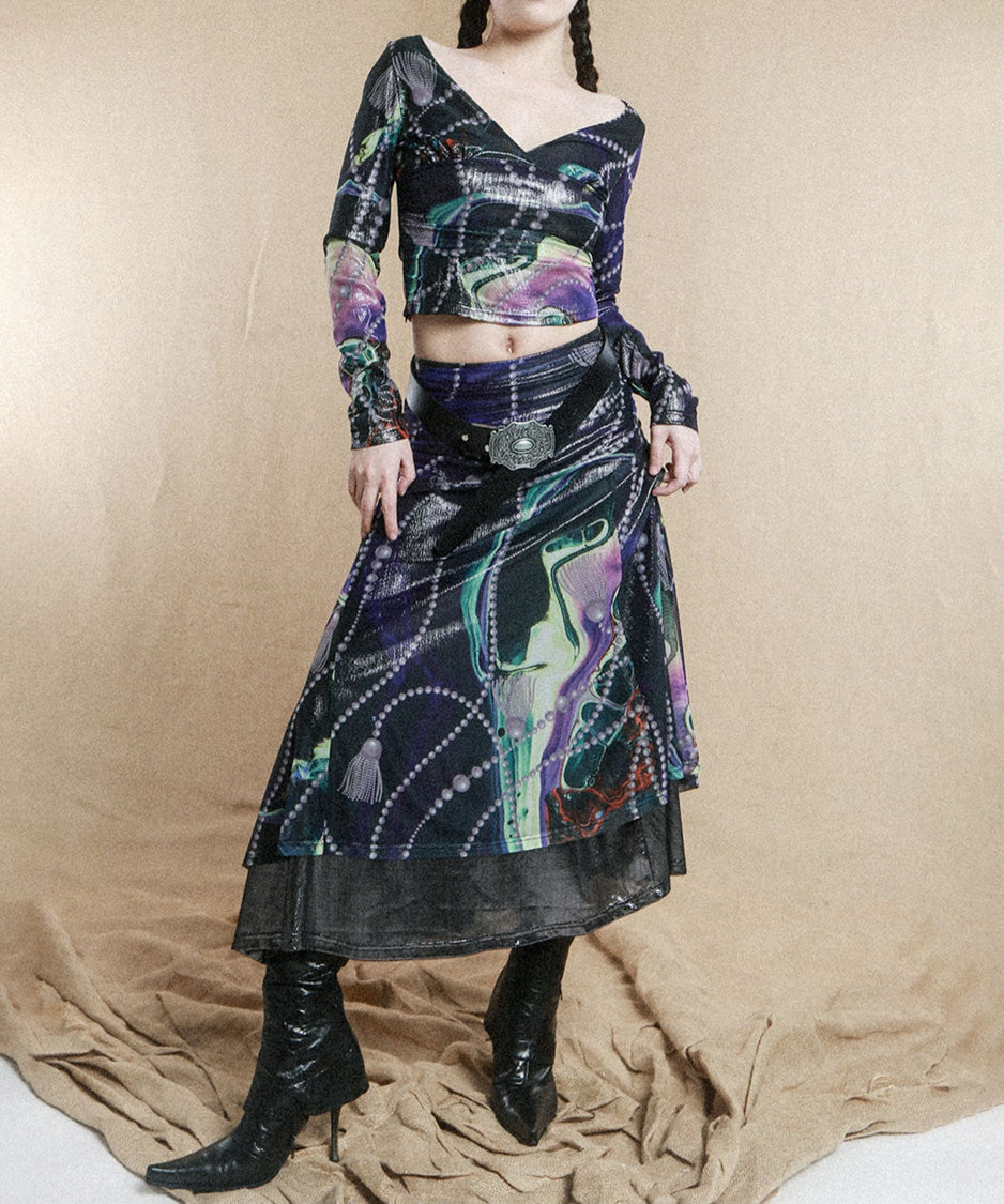 Galaxy Mesh Top＆Skirt Co-ord