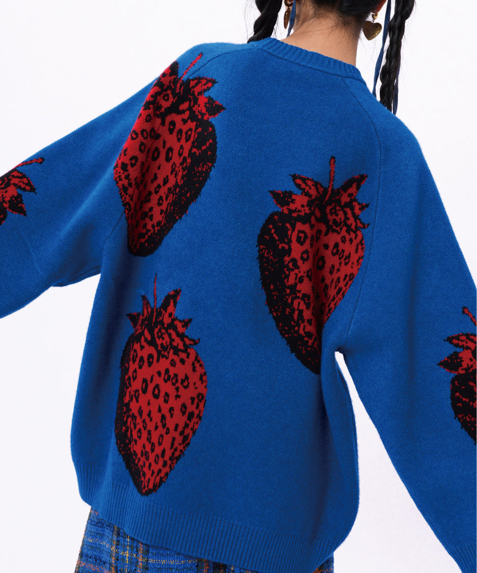 Strawberry Graphic Knit Sweater