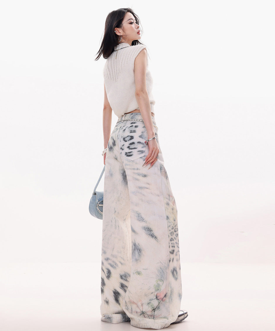 Ink Wash Wide Painter Pants