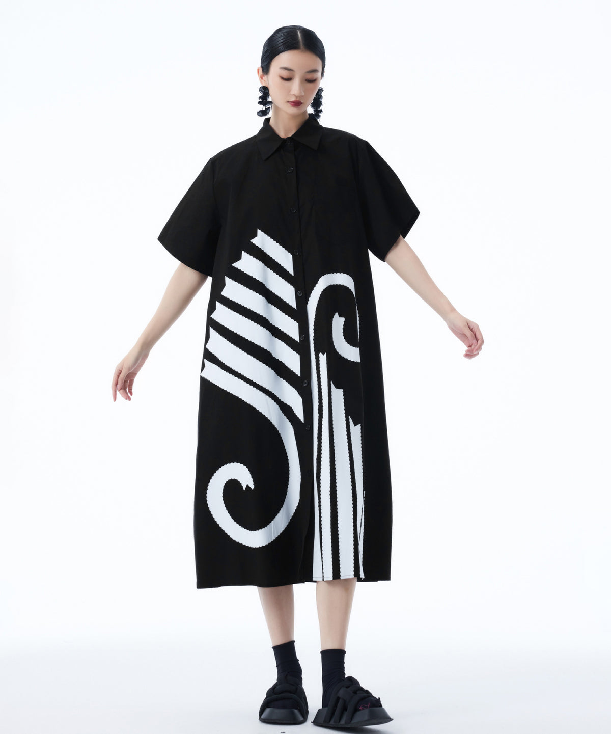 Graphic Flare Shirt Dress