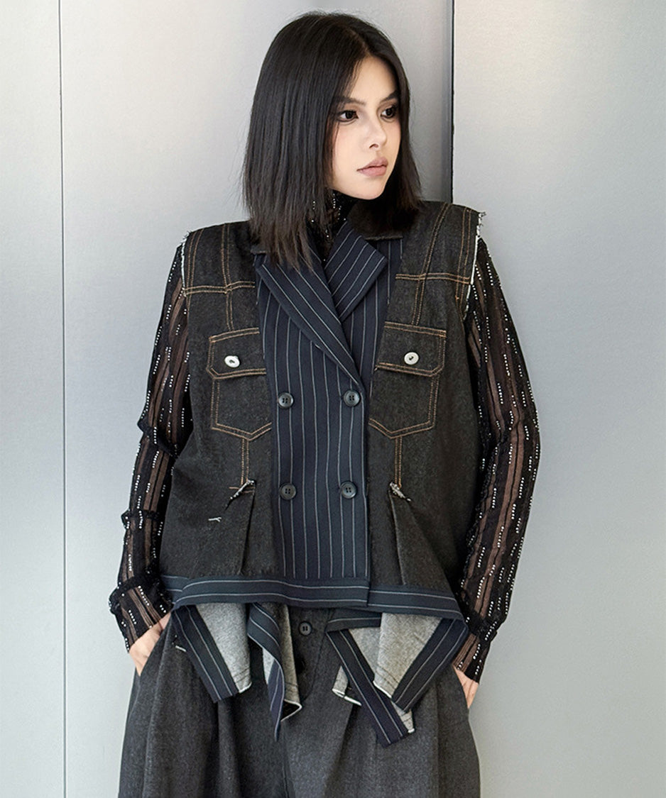 Layered Pinstripe Docking Vest