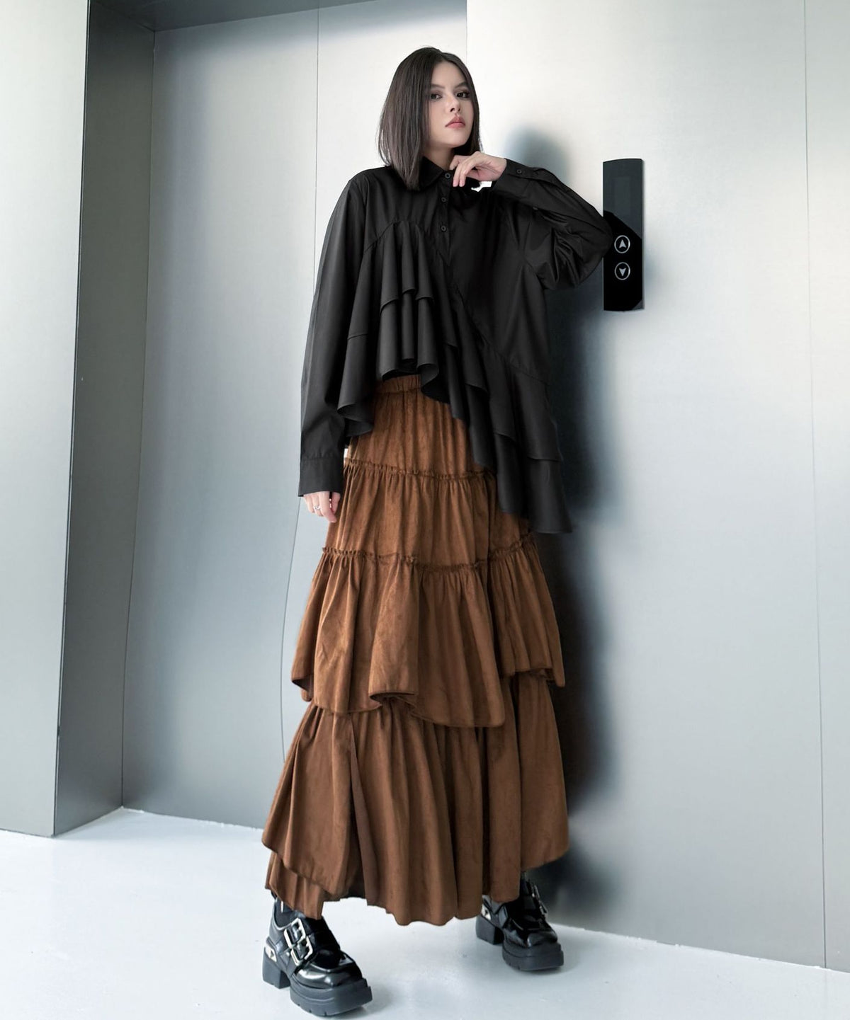 Layered Volume Maxi Skirt