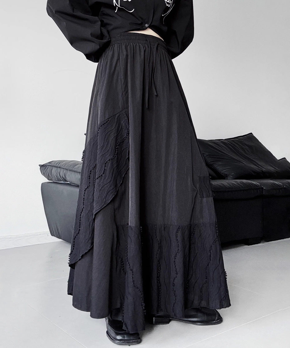 Wave Textured Layered Long Skirt
