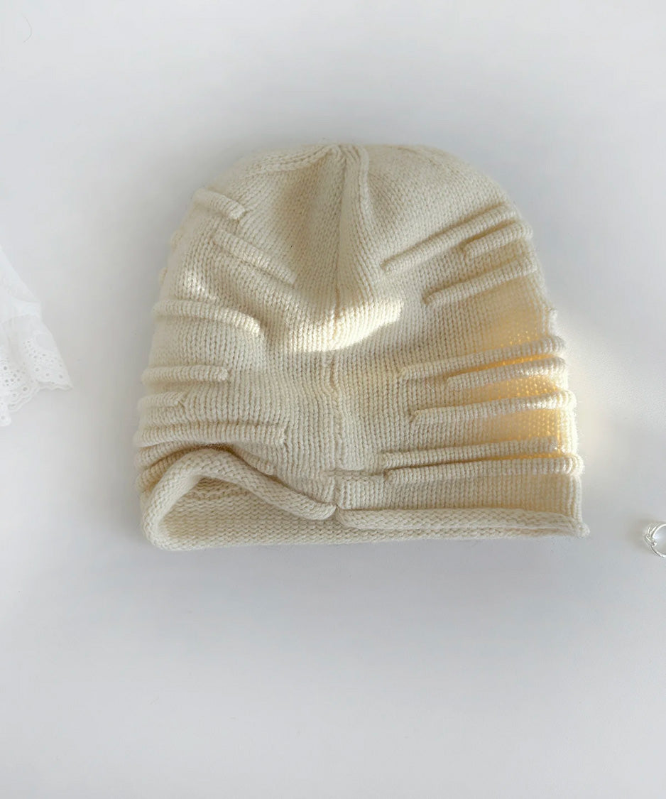 Sculpted Pleat Wool Beanie
