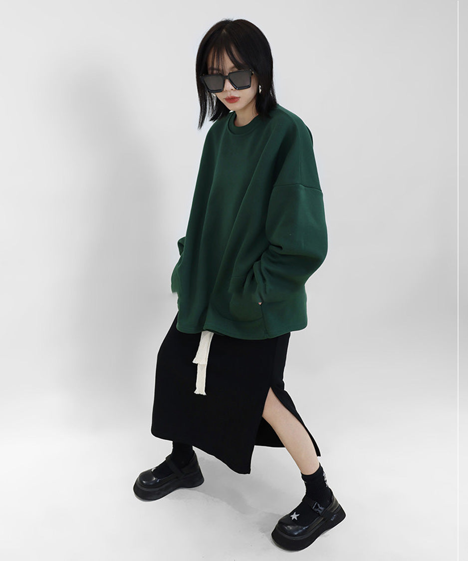 Ribbon Slit Sweat Skirt
