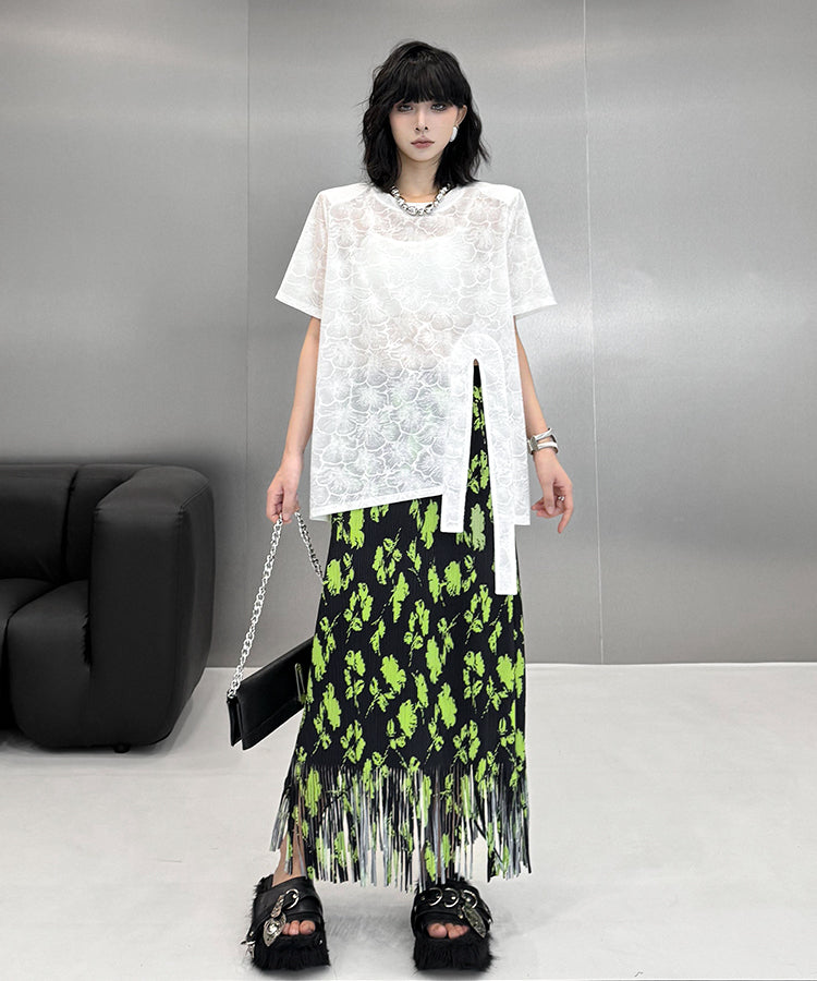 Floral Lace Slit Top