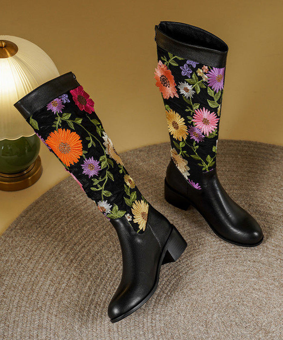 Ornament Embroidered Tall Boots