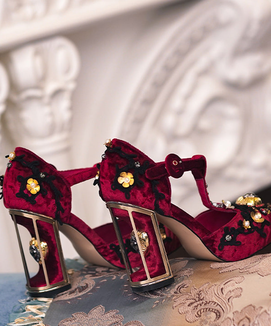 Baroque T Strap Cage Heel Pumps