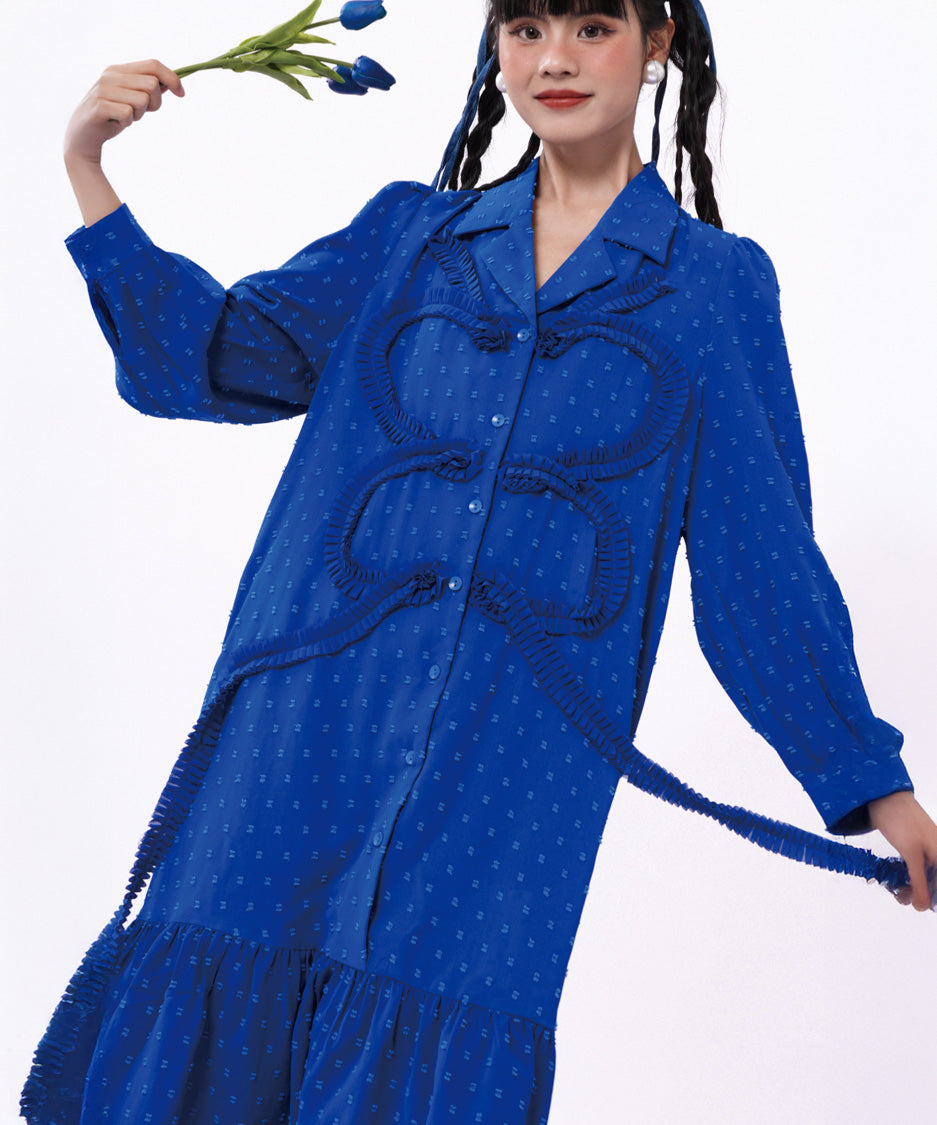 Ribbon Applique Shirt Dress