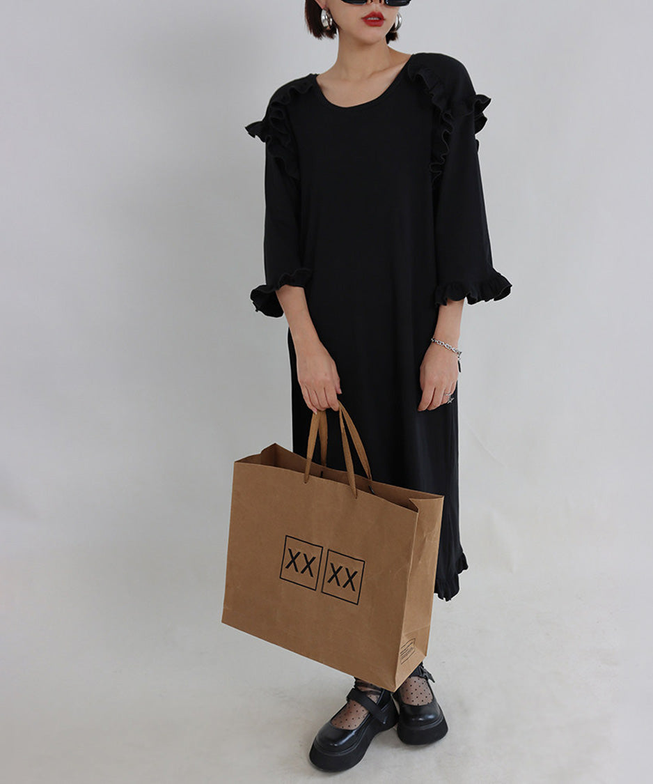 Ripple Shoulder Midi Dress