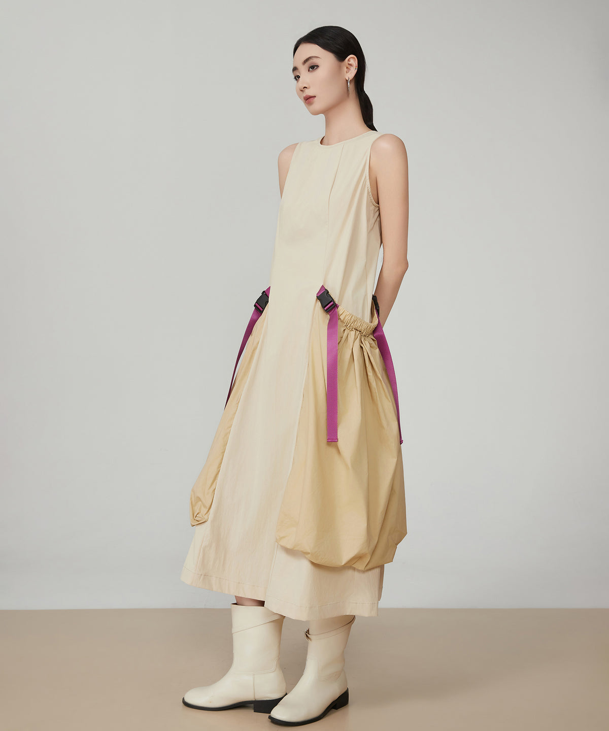 Pocket Accent Drape Dress