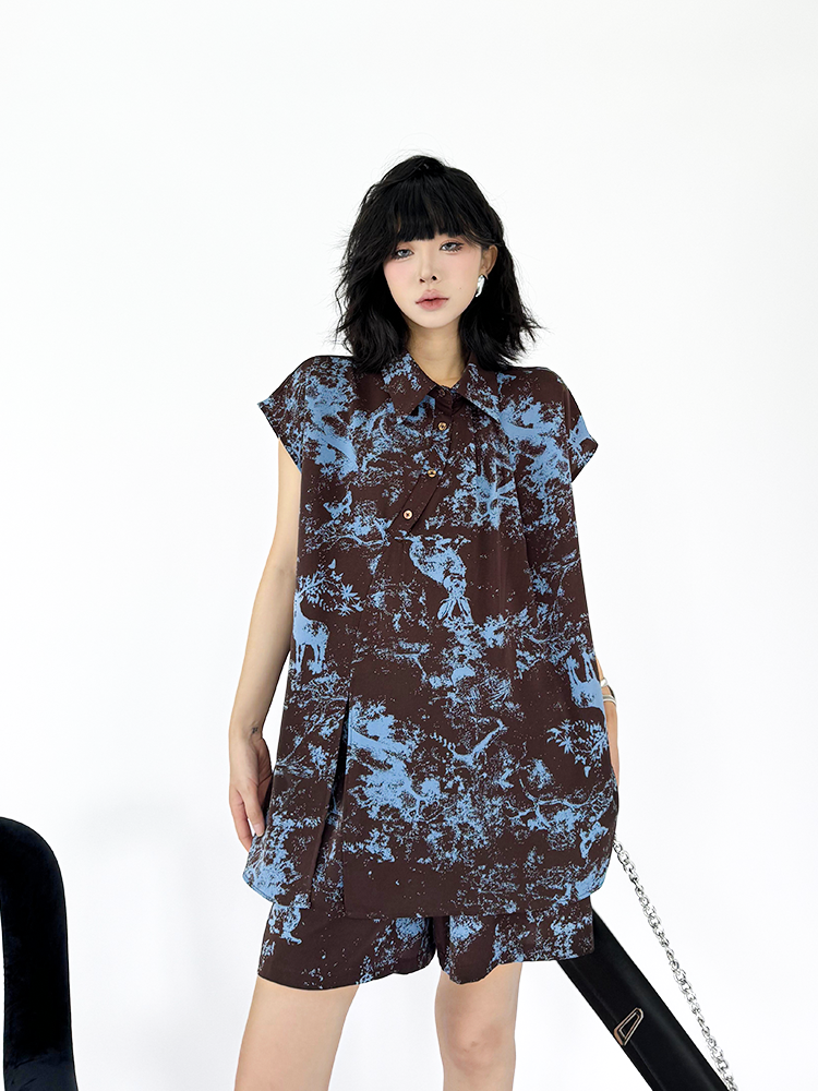 Forest Blur Blouse & Shorts Co-ord