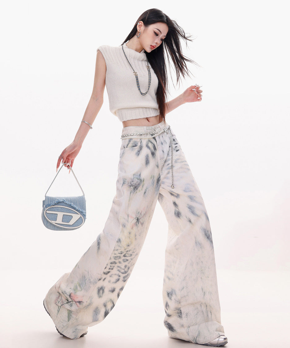 Ink Wash Wide Painter Pants