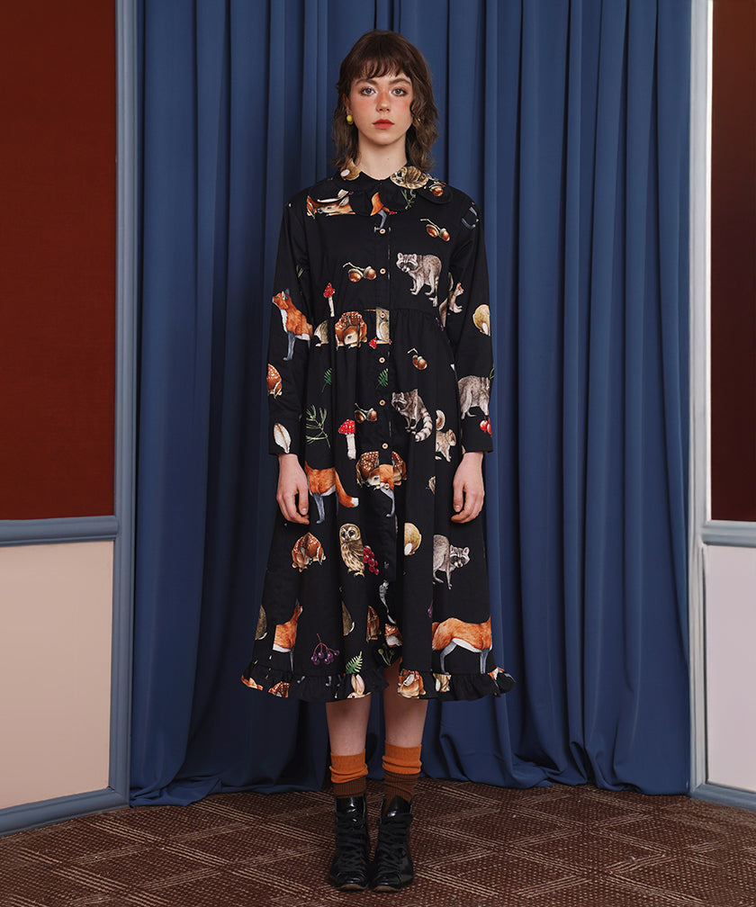 Forest Animal Printed Dress