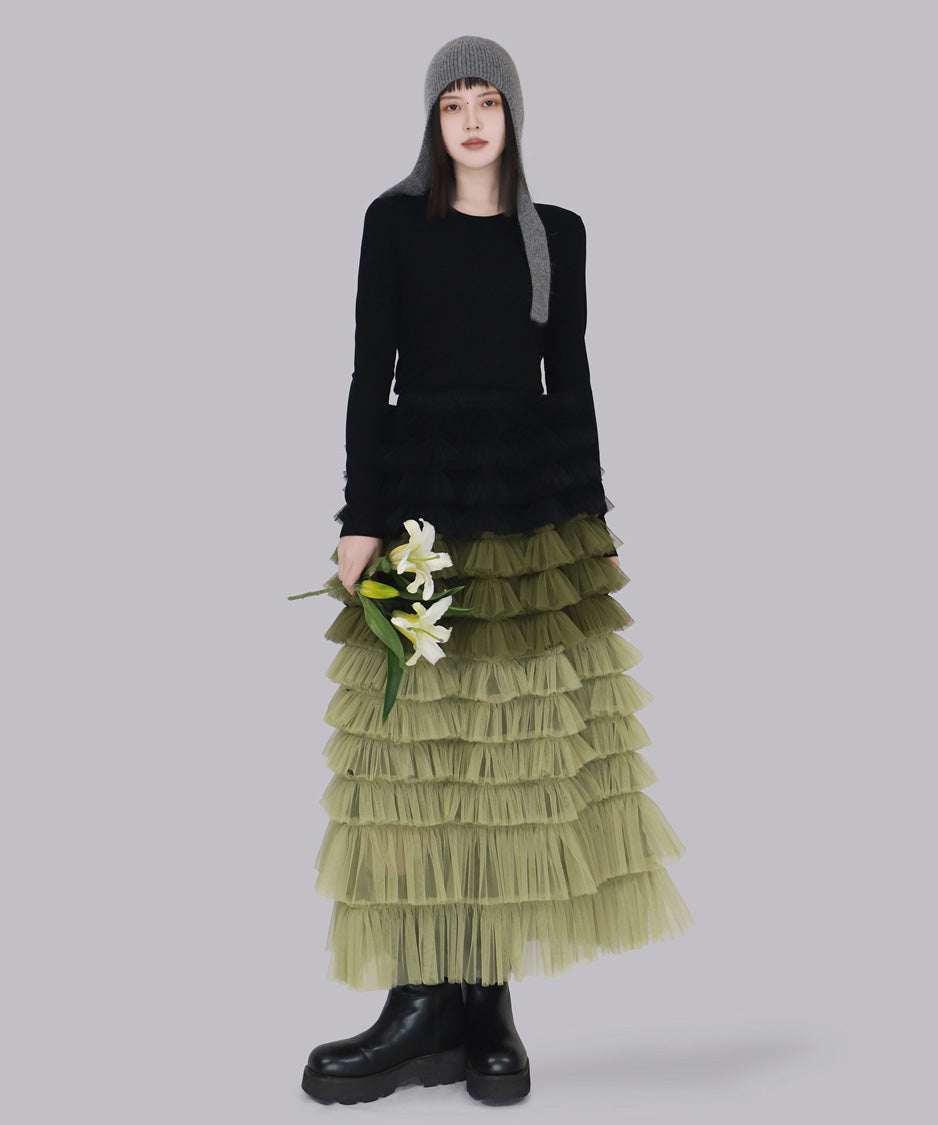 Cascade Frill Long Skirt