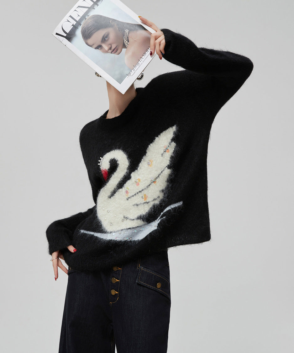 Crystal Swan Knit Top