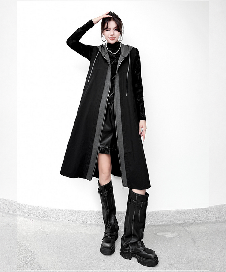 Hood Frame Long Vest