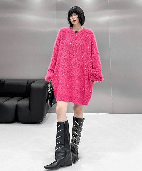 Pearl Accent Fuzzy Sweater