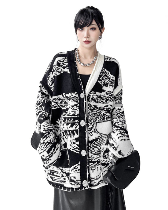 Graphic Knit Cardigan