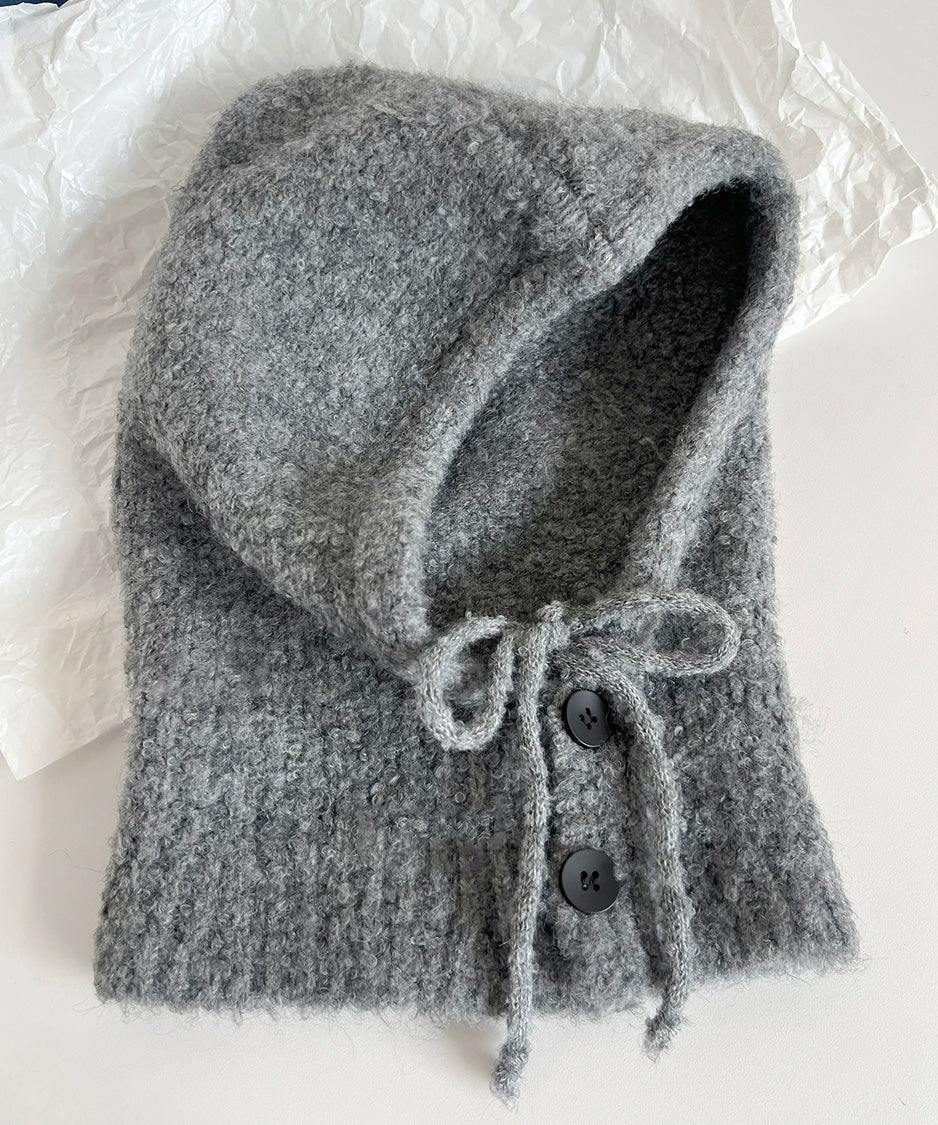 Ribbon Button Knit Balaclava