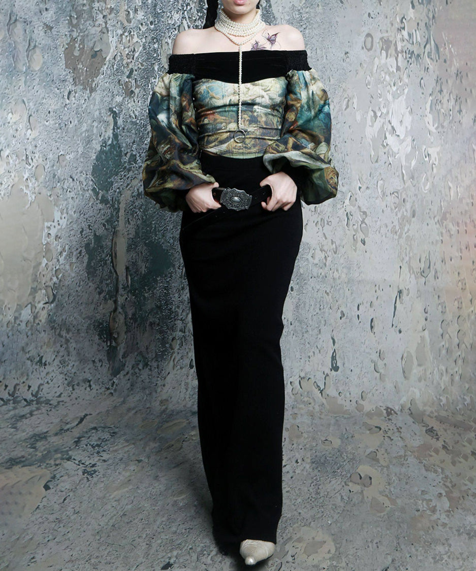 Baroque Art Off Shoulder Volume Top