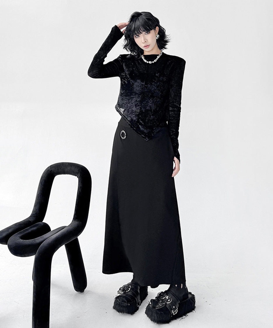 Velvet Edge Structured Long Sleeve Top