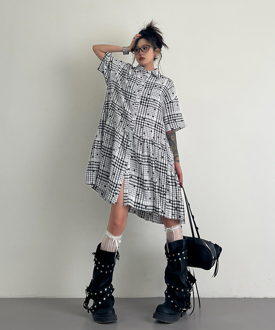 Star Monochrome Check Dress