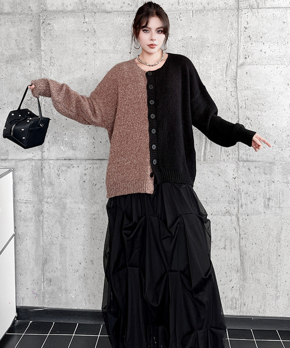 Offset Panel Knit Cardigan