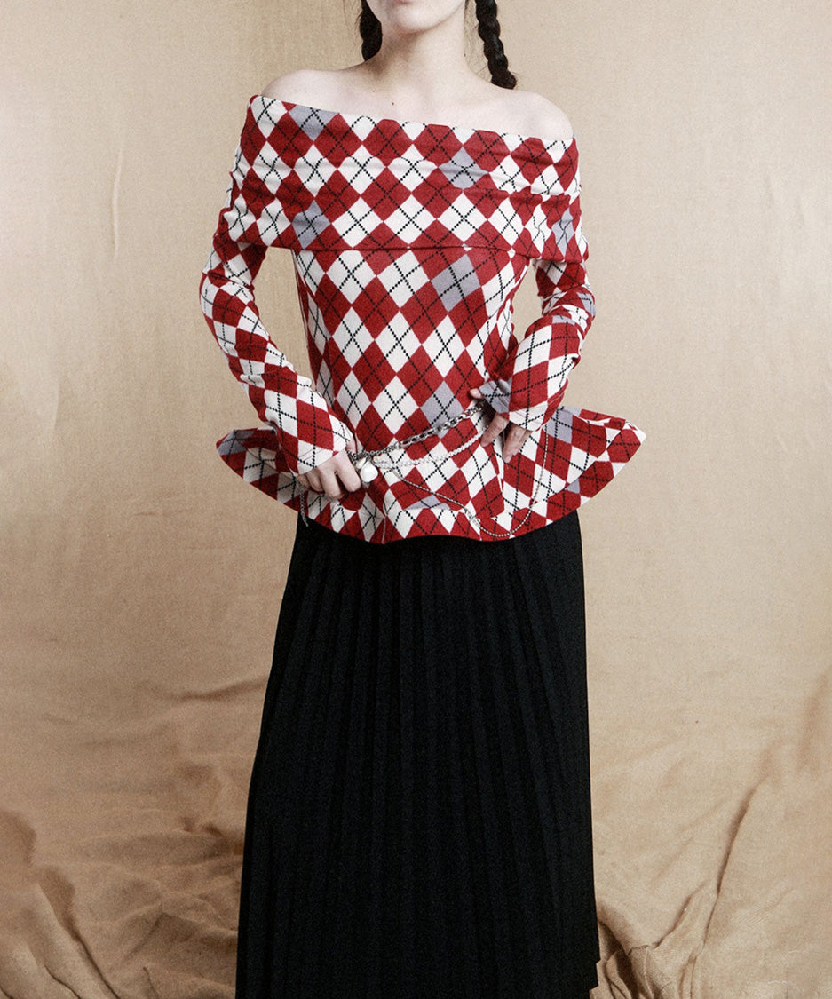 Argyle OffShoulder Fit Top