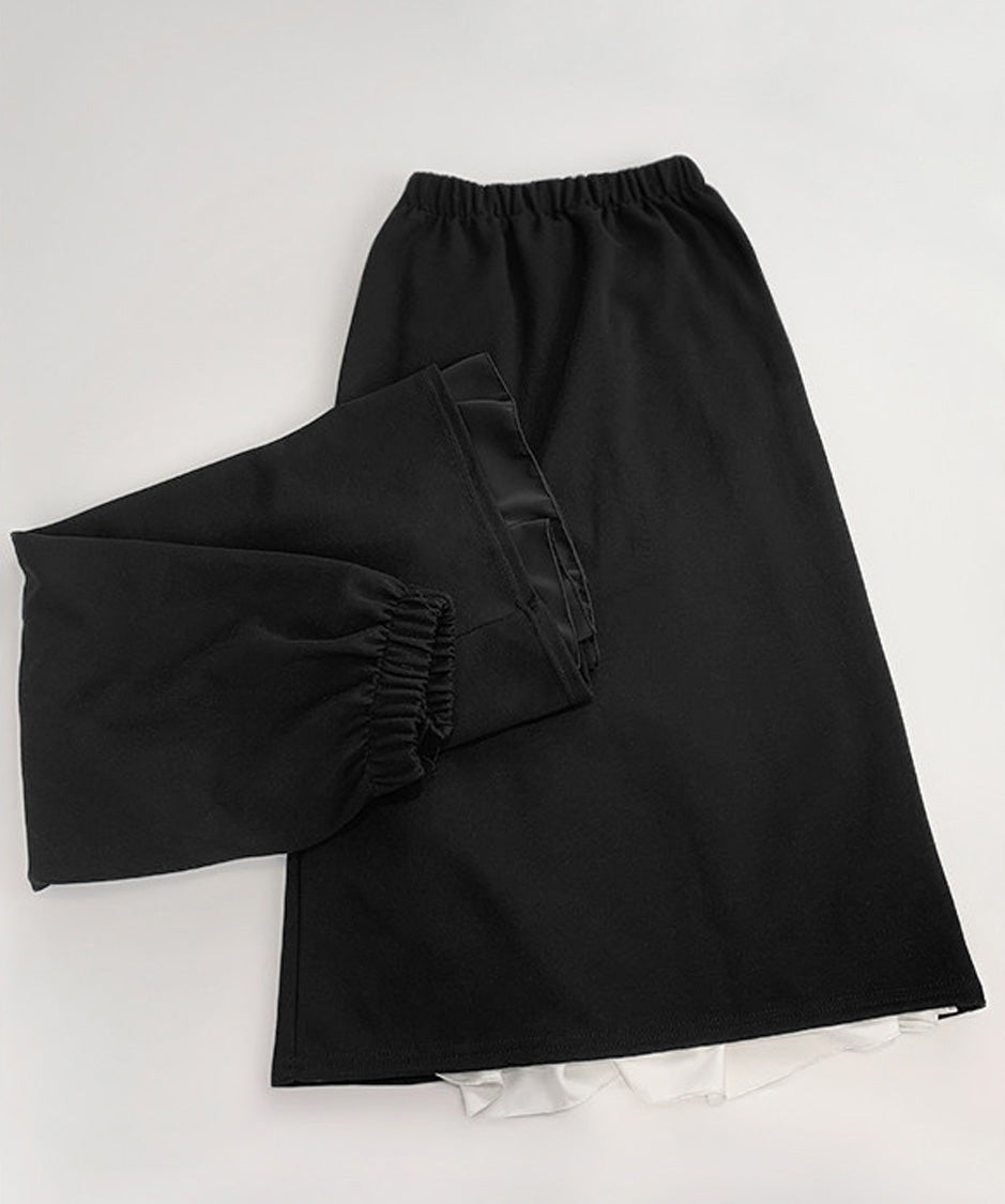 Chiffon Panel Sweat Skirt