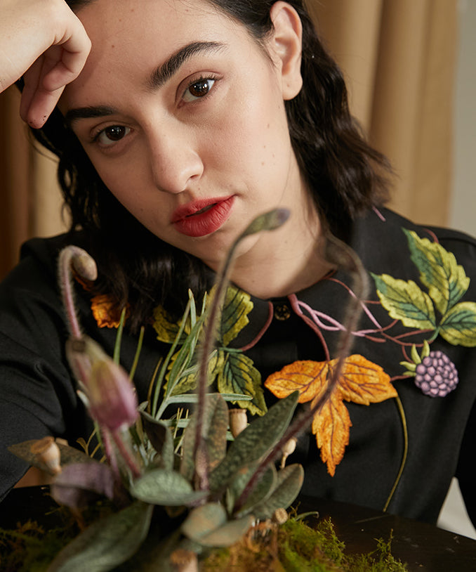 Berry Vine Embroidered Blouse