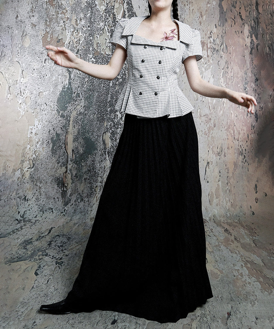 Grid Line Panel Blouse