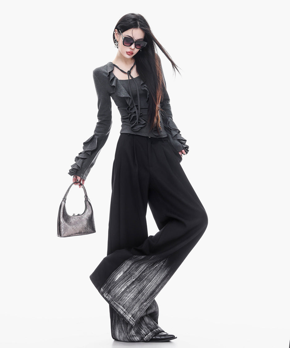 Ruffle Trim Slim Fit Top