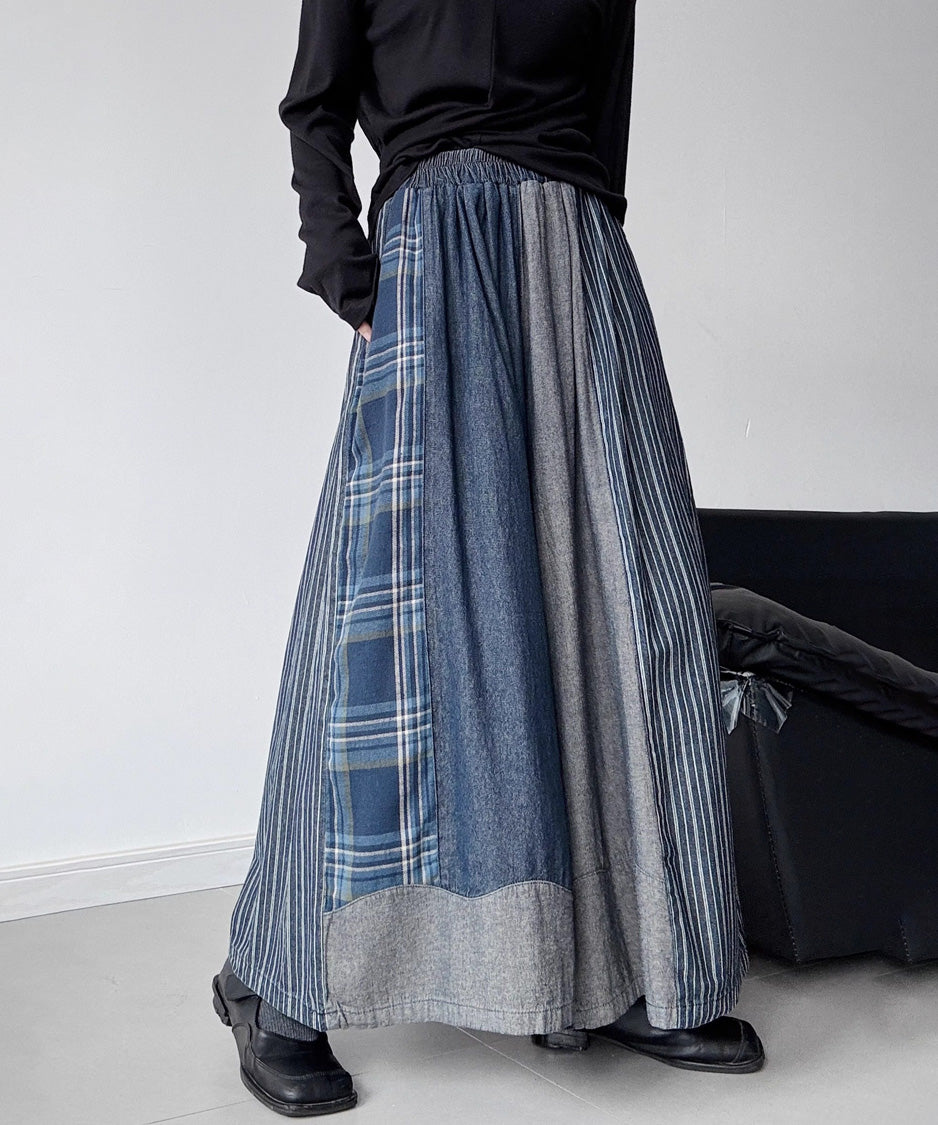 Mixed Fabric Panel Pants