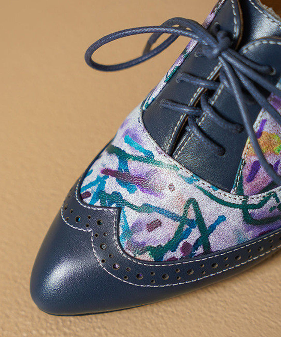 Watercolor Brogue Heel Shoes