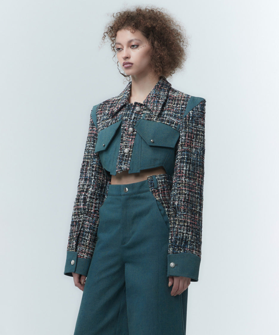 Tweed Crop Frame Jacket