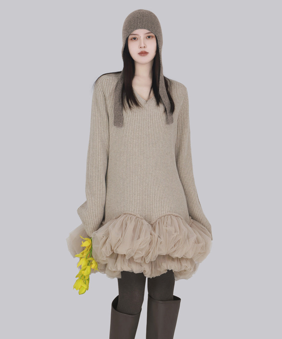 Meringue Veil Hem Dress