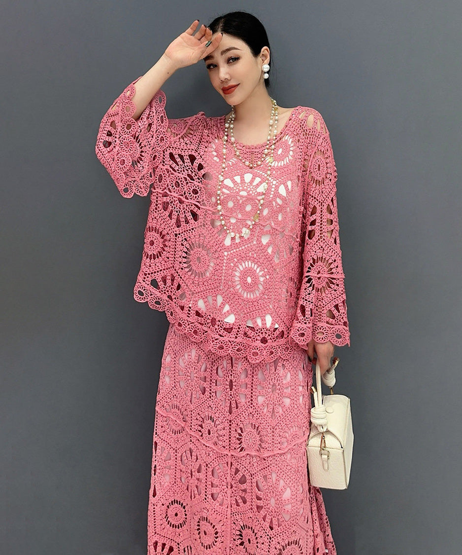 Lace Flow Top＆Skirt Co-ord