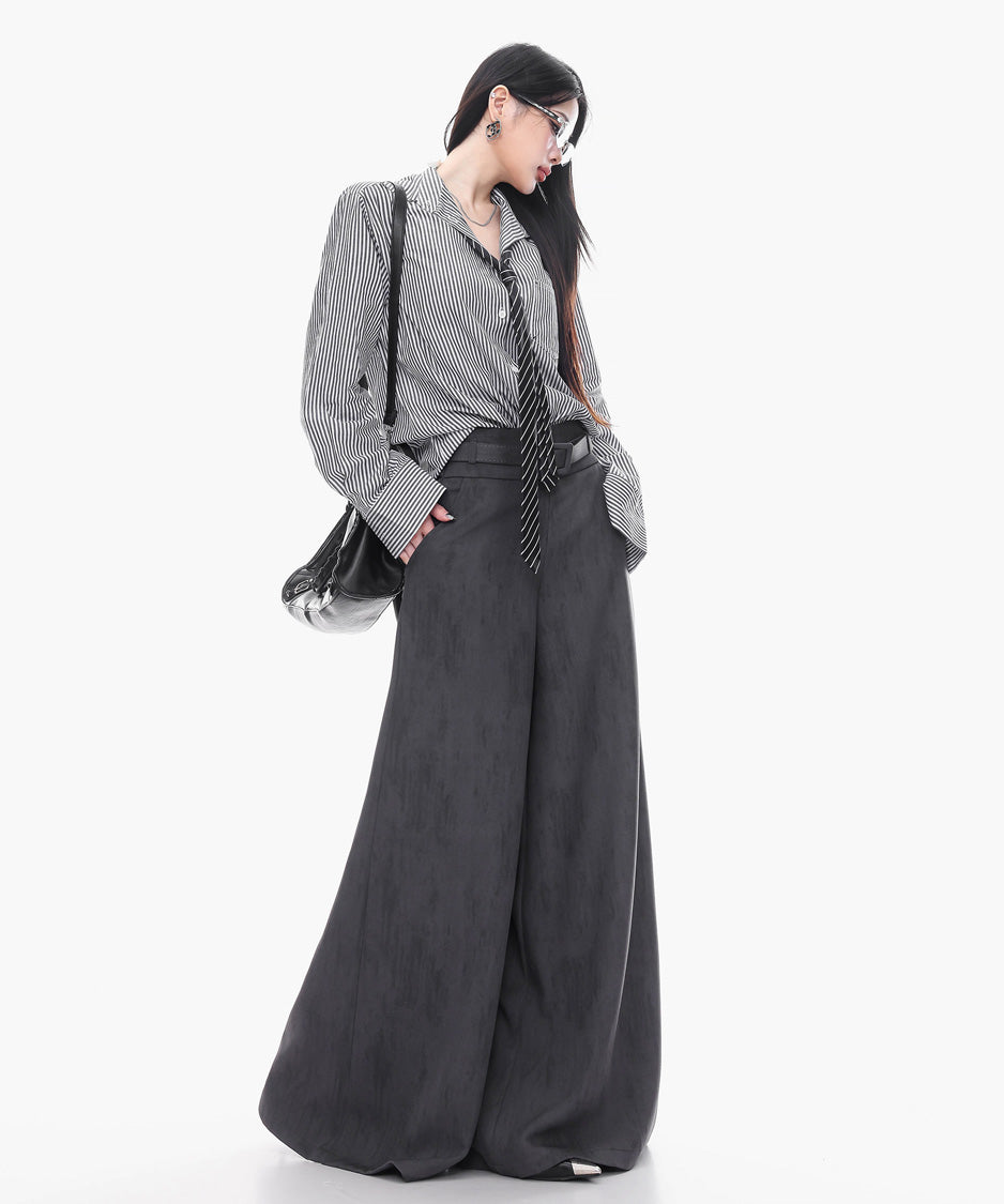 Pinstripe Tie Collar Shirt