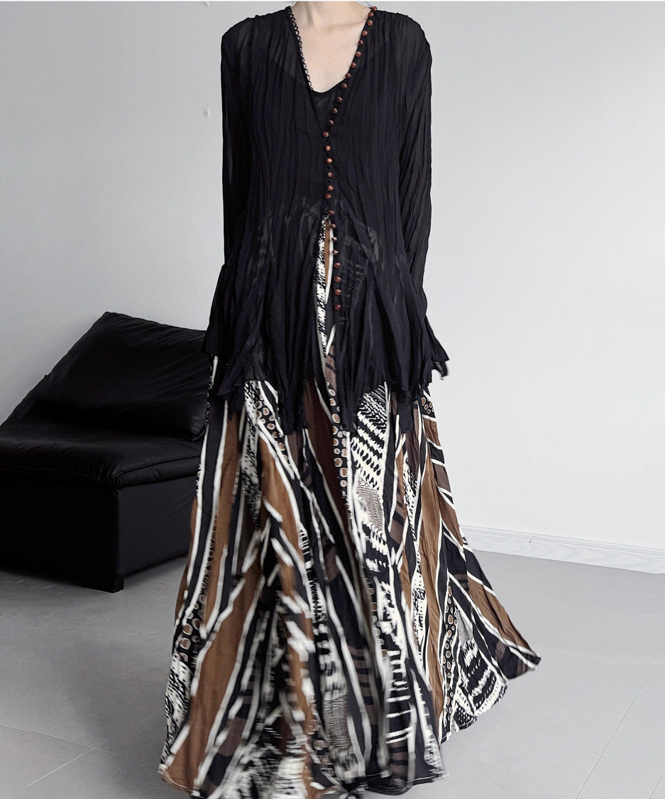 Ethnic Stripe Flow Maxi Skirt