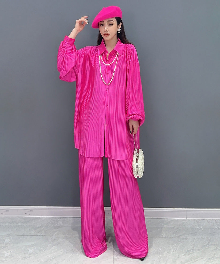 Pleat Flow Blouse＆Pants Co-ord