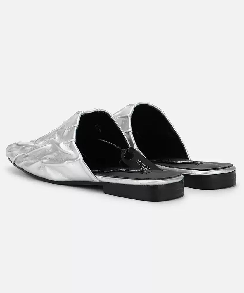 Crinkle Square Backless Mules