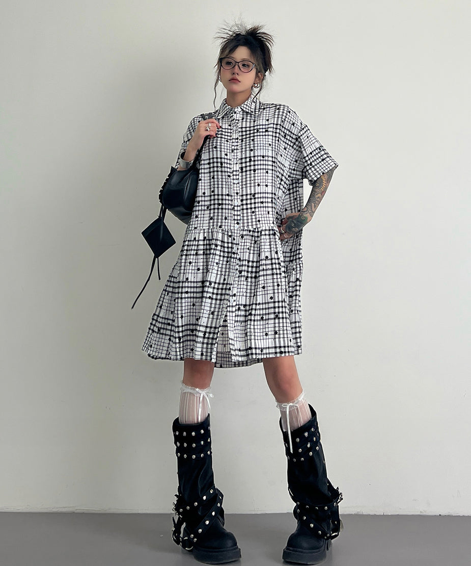 Star Monochrome Check Dress