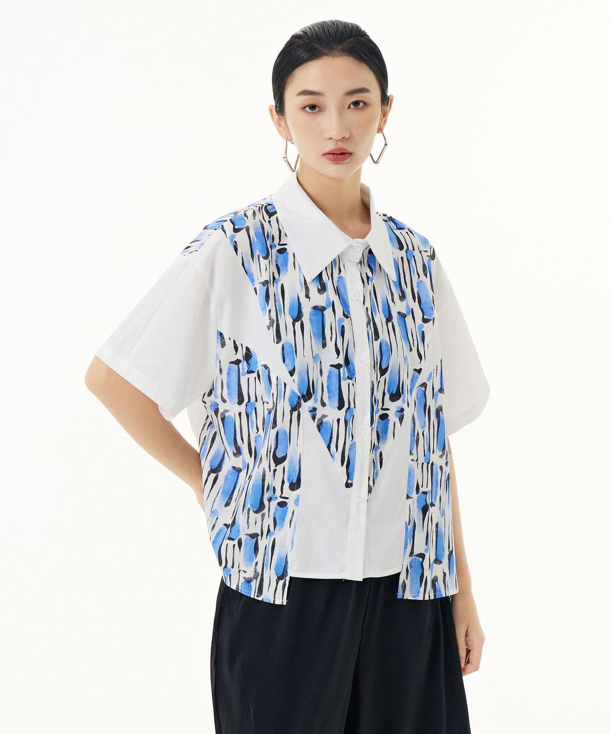 Blue Graphic Blouse