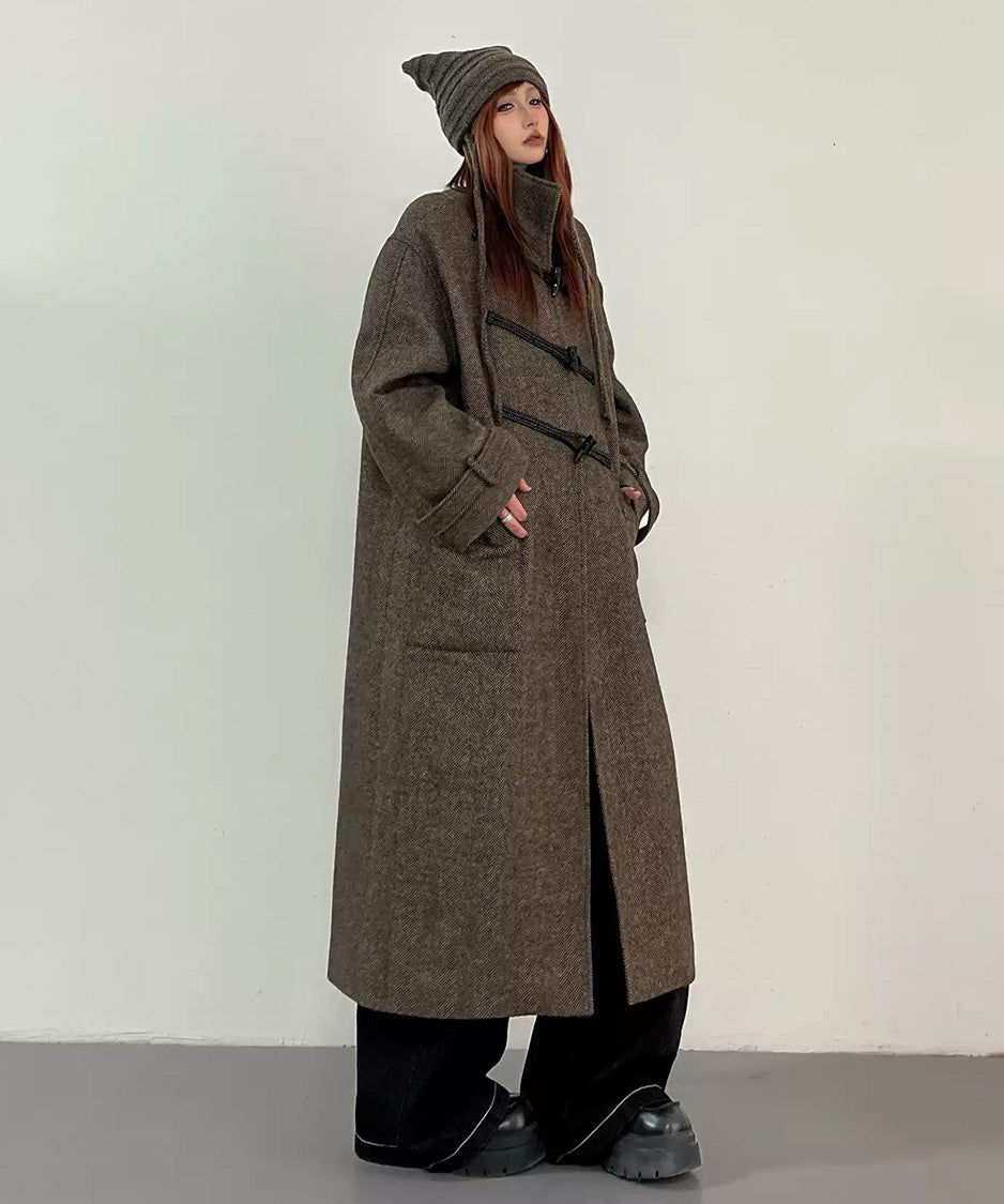 Herringbone Toggle Long Coat